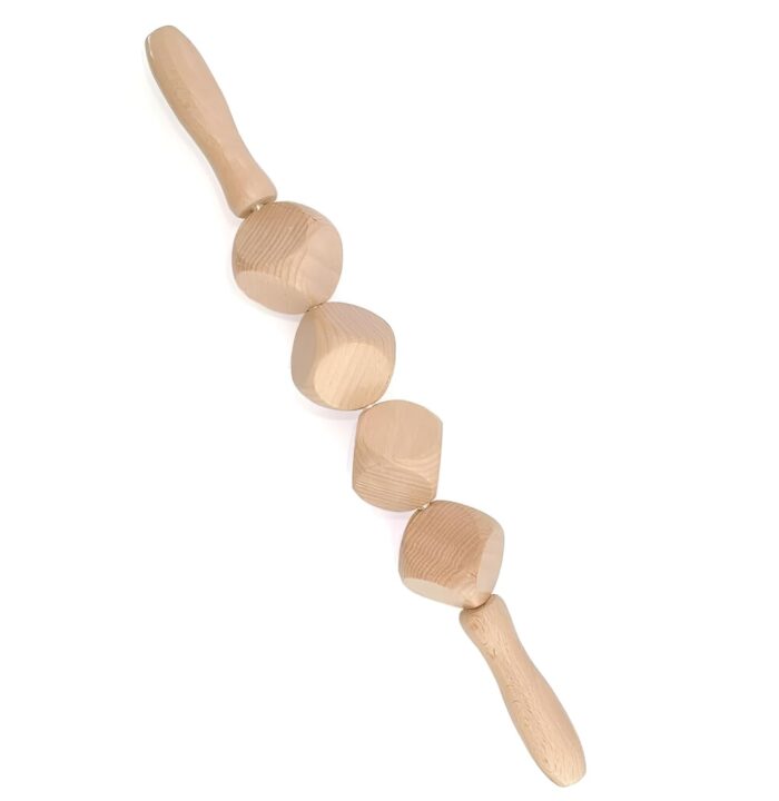 Snevad Wooden Gua Sha 4 Massage Ball Stick Trigger Point Massage Tool, Shoulder Neck Back Handheld Roller and Yoga Therapy for Deep Tissue Muscle [38x5.5x5.5 CM] Lacrosse Massage Ball Fitness