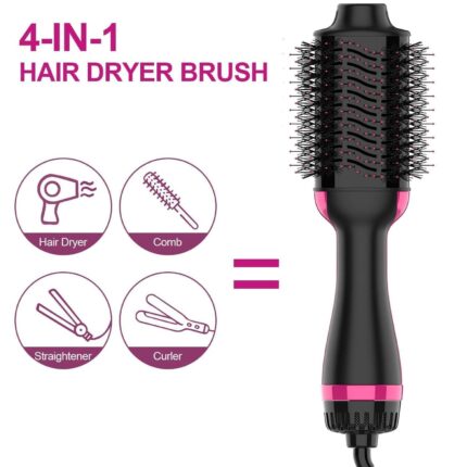 Soulcrown® Hair Dryer Brush Professional 4 In 1 One Step Volumizer Round Brush For Blow Drying Hot Air Brush One Step Styler Straightener In One For Girls Women (1200 Watts) (Black)