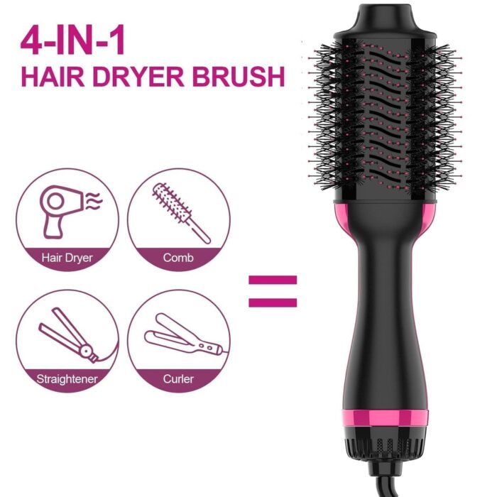Soulcrown® Hair Dryer Brush Professional 4 In 1 One Step Volumizer Round Brush For Blow Drying Hot Air Brush One Step Styler Straightener In One For Girls Women (1200 Watts) (Black)