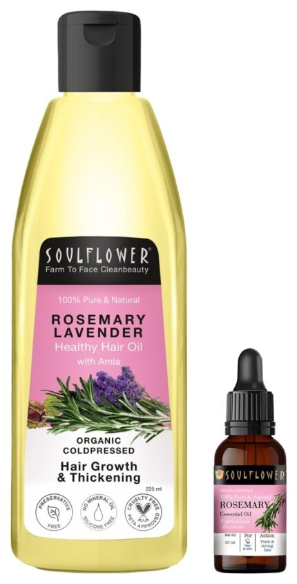 Soulflower Rosemary Lavender Hair Oil for Healthy Hair Rosemary Essential Oil for Hair Growth