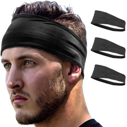 Sports Headbands: Unisex Design with Inner Grip Strip to Keep Headband Securely in Place | Fits All Head Sizes | Sweat Wicking Fabric to Keep Your Head Dry & Cool. Fits Under Helmets Too