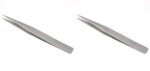 Stainless Steel Non-Magnetic Precision Tweezers with Point Tips for Microelectronics Applications, Electronics, Jewelry, Craft, Eyebrow And Ingrown Hair Removal (Pack Of 2 Pcs)