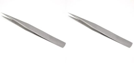 Stainless Steel Non-Magnetic Precision Tweezers with Point Tips for Microelectronics Applications, Electronics, Jewelry, Craft, Eyebrow And Ingrown Hair Removal (Pack Of 2 Pcs)