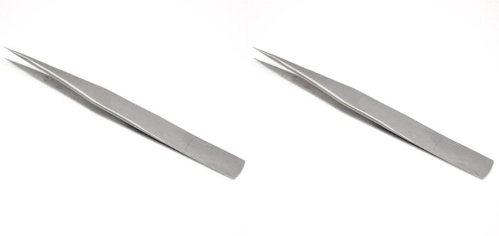 Stainless Steel Non-Magnetic Precision Tweezers with Point Tips for Microelectronics Applications, Electronics, Jewelry, Craft, Eyebrow And Ingrown Hair Removal (Pack Of 2 Pcs)