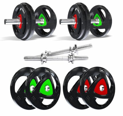 Star X 10KG Professional Metal Integrated Rubber Plates with PureMetal Dumbbell Rods 25MM Adjustable Dumbbell