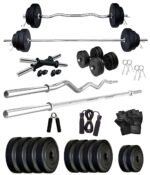 StarX PVC 8KG Weigt with 3Ft Curl Rod and 5Ft Straight Rod with Accessory Home Gym Combo