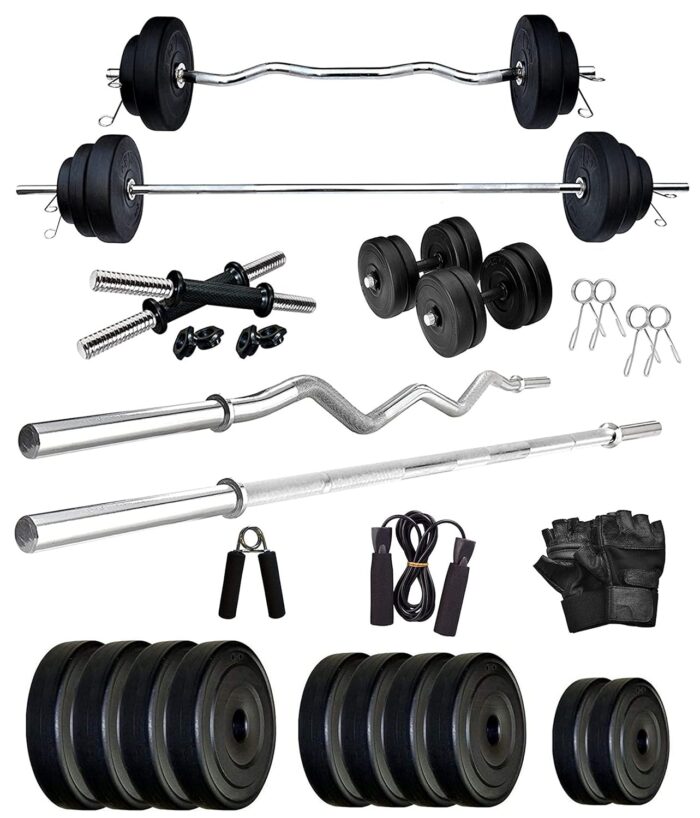 StarX PVC 8KG Weigt with 3Ft Curl Rod and 5Ft Straight Rod with Accessory Home Gym Combo