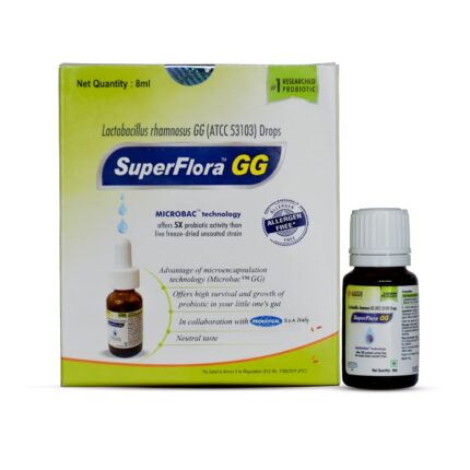 Sundyota Lifecare Superflora Gg Probiotic Supplement Drops|Specially Designed For Baby For Colic Pain,Digestion & Diarrhoea|5X Superior Efficacy|Flavor-Less Lactobacillus Probiotic|8Ml Pack