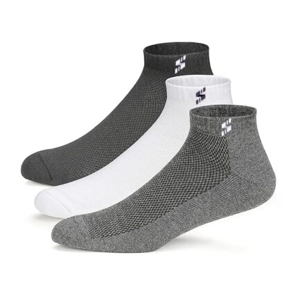 Supersox Cotton Men's 3 Pair Combo Sports Ankle Length Socks - Half Terry Cushioned, Anti Odour & Anti Bacterial For Sneaker & Running Workout, Ideal Socks For Summer (Pack Of 3)