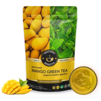 TEACURRY Mango Flavor Green Tea (200 Gram Loose) - Organic mango flavor tea | Immune With Added Vitamin-C | Made with Whole Leaf & Natural Ingredients