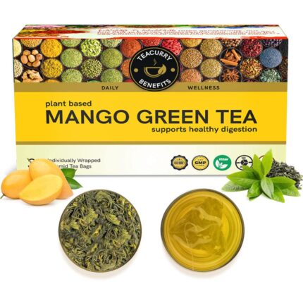 TEACURRY Mango Green Tea (1 Month Pack, 30 Tea Bags) - Organic mango flavor tea | Immune With Added Vitamin-C | Made with Whole Leaf & Natural Ingredients