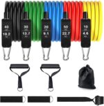 TOUARETAILS Resistance Bands Set for Fitness Exercise Bands with Handles, Training Tubes with Anchor and Ankle Straps for Resistance Training, Home Workout and Gym Fitness- 150LBS ,Natural Rubber