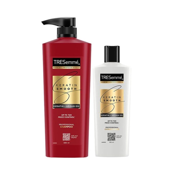 TRESemme Keratin Smooth Combo for Long Lasting Frizz Control - 580ml Shampoo and 190ml Conditioner