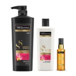 TRESemme Ultra Shine Serum Combo (With Heat Protection) for Super shiny Finish - Smooth and Shine 580ml Shampoo, Smooth and Shine 190ml Conditioner and Gloss Ultimate 50ml Serum