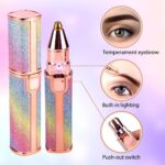 TRUESHOP 2 In 1 Rechargeable Facial Hair Remover | Portable Eyebrow Trimmer For Women |Painless Facial Hair Removal Electric Trimmer With Light | Ear Wax Cleaner With Case Pouch, Rainbow