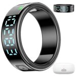 TZRSQL 2025 Health Tracker Smart Ring for Men and Women, Sleep Tracker, Exercise Health, Heart Rate, Blood oxygen monitor. LED display, IP68 Waterproof.No subscription fee.for iOS & Android（Black 12#）