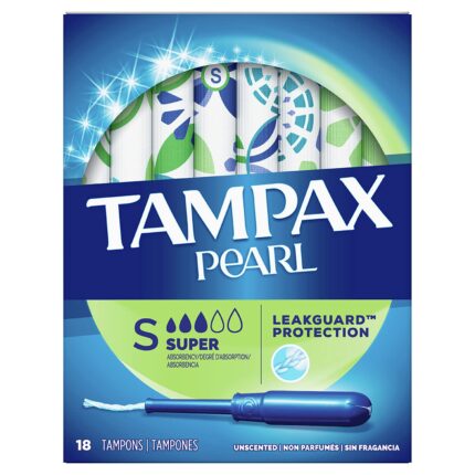 Tampax Pearl Super Plastic Tampons, 18 Count (Unscented)