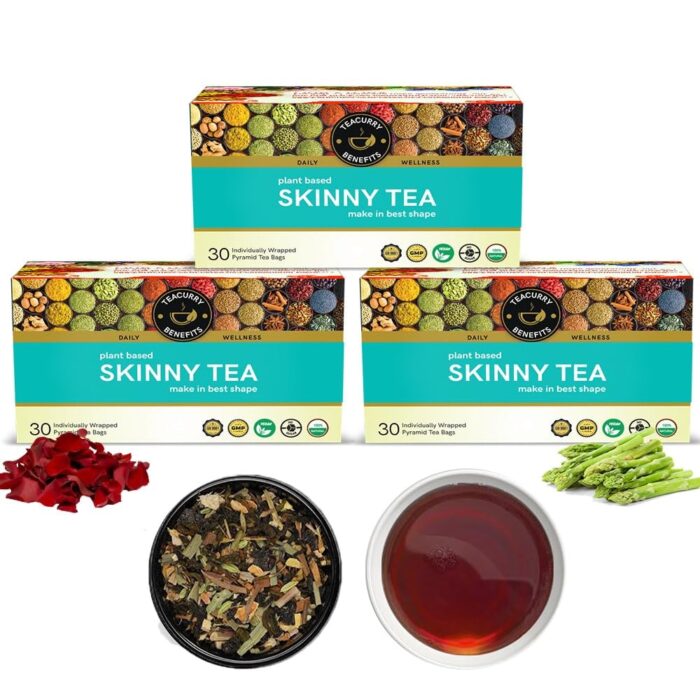 Teacurry Skinny Tea (90 Tea Bags, 3 Month Pack) - Helps With Weight Management, Metabolism - Get Skinny Fit Slimmer Body Naturally