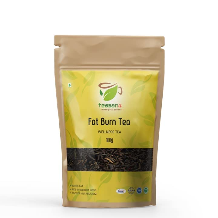 Teasana - Fat Burn Tea - Helps with Belly Fat, Water Weight, Bloating, Weight Loss, Slimming Tea | Caffeine Free Herbal Tea - 100 grams