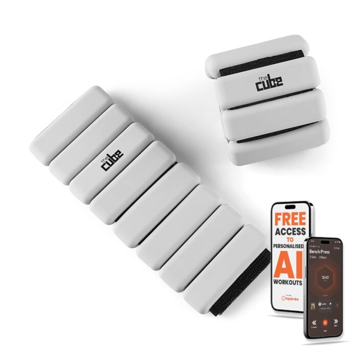 The Cube Club Wrist & Ankle Weights Set of 2 (1 Lbs Each) Adjustable Ankle Weights or Wrist Straps for Dance Exercise Walking Jogging Gymnastics Yoga Cardio (Grey, 6 Month Warranty)