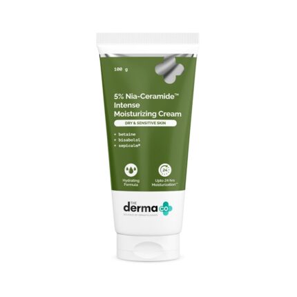 The Derma Co 5% Nia-Ceramide Intense Moisturizing Cream | 5% Niacinamide & Ceramide | 24hrs.Moisturization | Betaine, Bisabolol & Sepicalm | Moisturizer for Dry & Sensitive Skin - 100 g