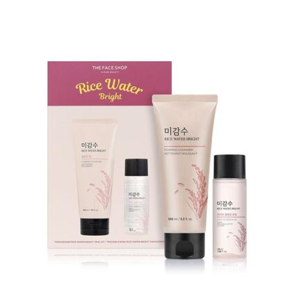 The Face Shop 2 Step Rice Water Bright Kit | Rice Water Bright Foaming Face Wash 100ml + Rice Water Bright Light Cleansing Oil 55ml