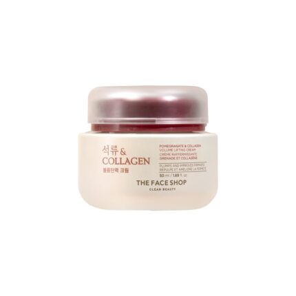 The Face Shop Pomegranate & Collagen Anti-Ageing Face Cream | 10% Marine Collagen & Pomegranate Extracts | Reduces Wrinkles, Firms Skin | For All Skin Types, 50ml