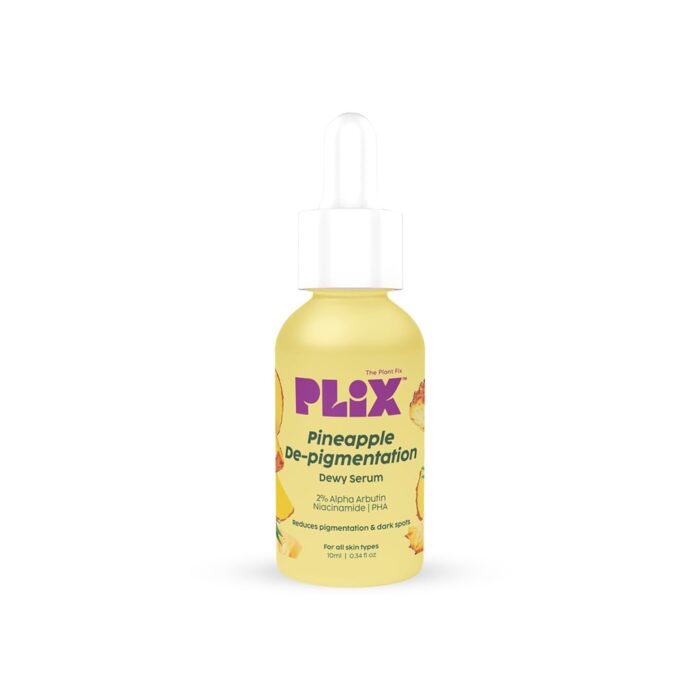 The Plant Fix Plix 2% Alpha Arbutin Pineapple De-Pigmentation Dewy Face Serum for Pigmentation & Dark Spots Removal for Unisex with 10% Niacinamide,5% PHA for All Skin,10ml (Pack of 1)