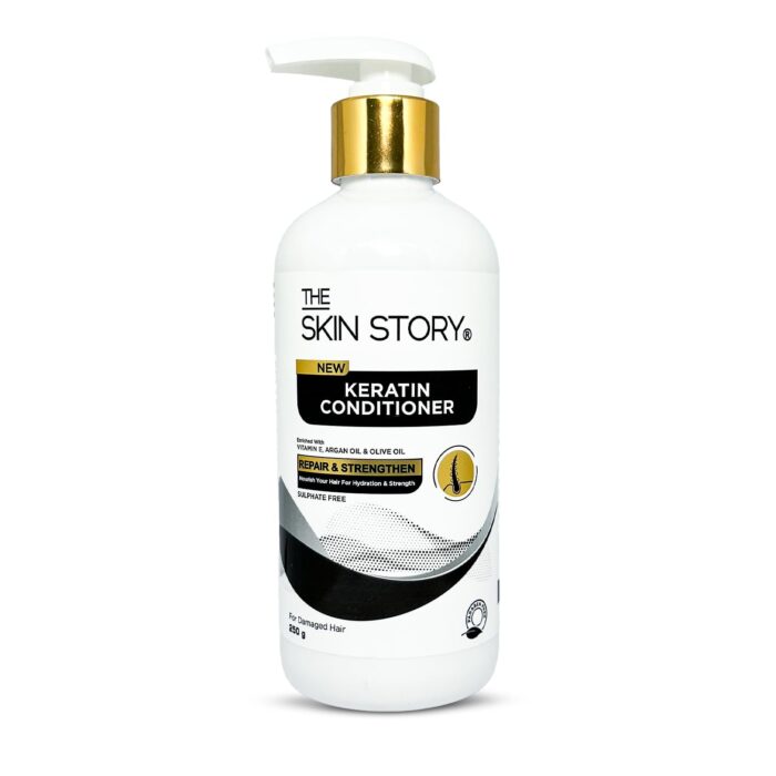 The Skin Story Sulphate Free Conditioner for Coloured & Treated Hair | Repair Split Ends & Damaged Hair | Keratin Conditioner for Women and Men | For Frizzy, Dry, Shiny Hair | Enriched with Argan Oil | Vitamin E | 250g