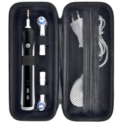 Toothbrush Travel Case Compatible with Oral-B Pro 1000, 2000, 3000, 3500, 1500/ for Philips Sonicare ProtectiveClean 4100 5100 Electric Toothbrush with Mesh Pocket for Accessories - Black ( Bag Only)