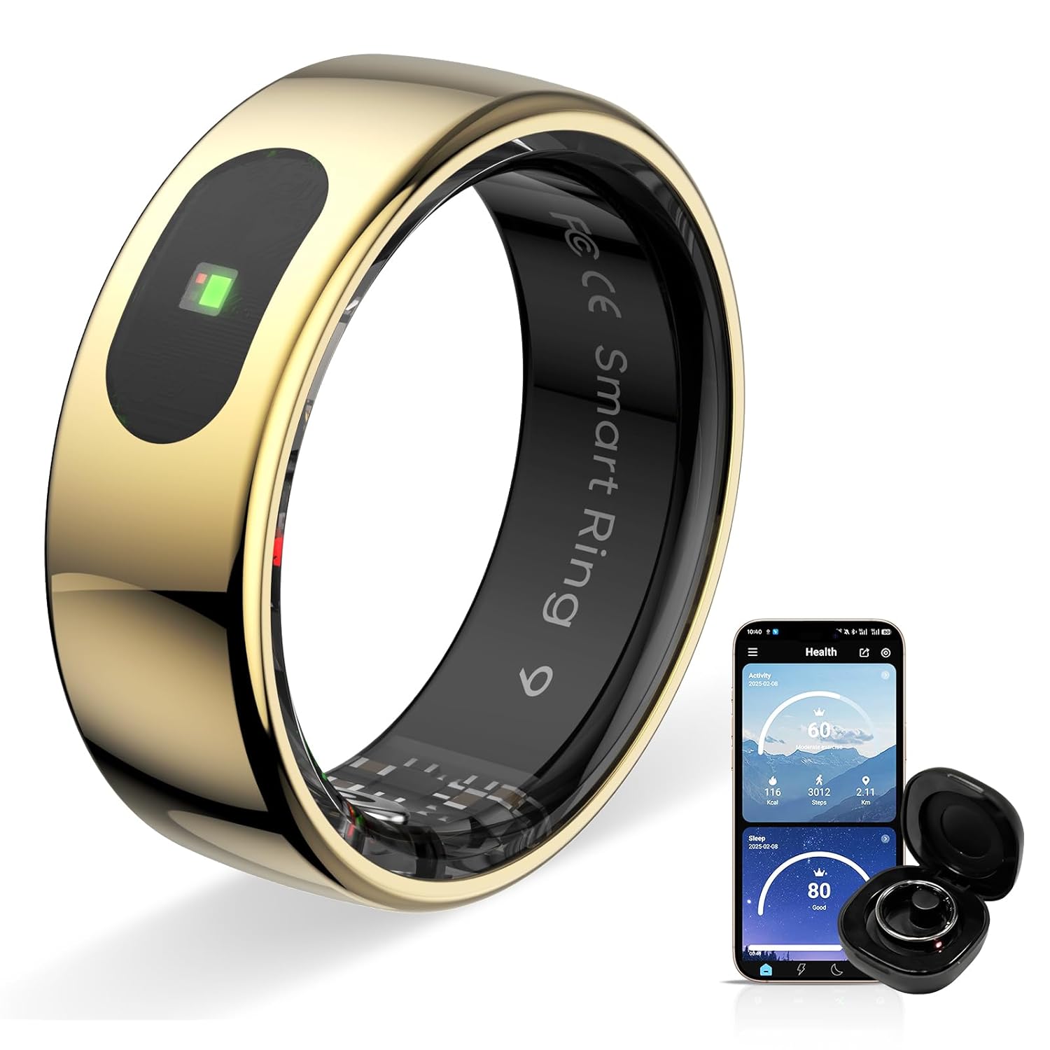 Touch Smart Ring Upgraded Version Health Ring Pro, with Bluetooth Touch Smart Ring Upgraded Version Health Ring Pro, with Bluetooth Remote Control and Motion Detection, 10ATM Waterproof Fitness Tracker for Men and Women Daily use (Gold Touch, 11)