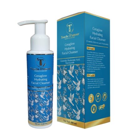 Touche D'amour Ceraglow Hydrating Facial Cleanser with Ceramide, Niacinamide & Hyaluronic Acid | Brightening & Hydrating | Gentle Daily Cleanser for All Skin Types | Moisturizing & Soothing | 100ml