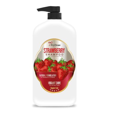 Tryones Strawberry Shampoo 1L - Natural Formulation for Vibrant Shine on All Hair Types