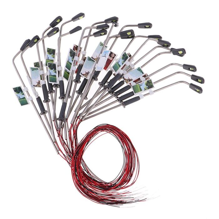 UJEAVETTE® 20Pc Stainless Steel Led Light Wire Lamppost 1/200 for Diorama Architecture Scenery Building