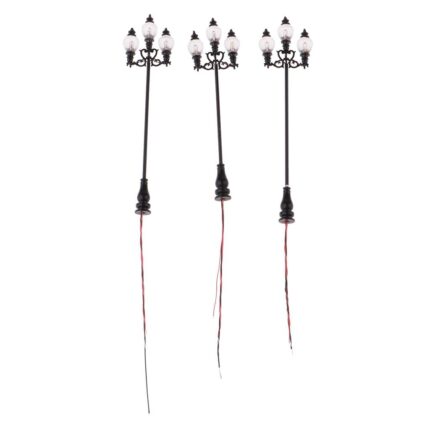 UJEAVETTE® 3 Pieces Model Railway Led Lamppost Lamps Yard Street Lights Ho Scale 8.9Cm