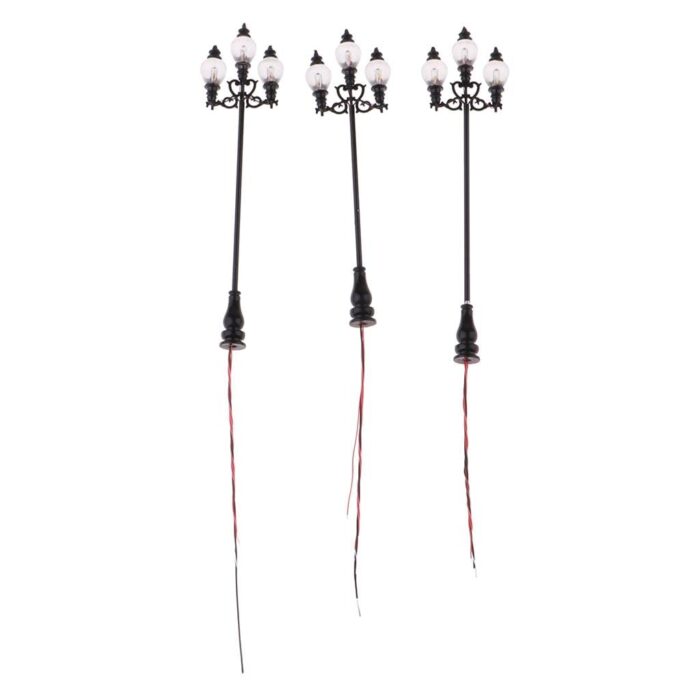 UJEAVETTE® 3 Pieces Model Railway Led Lamppost Lamps Yard Street Lights Ho Scale 8.9Cm