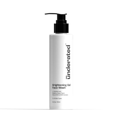 UNDERATED Brightening Gel Face Wash Powered With Vitamin C L-Ascorbic Acid,Mulberry,Green Tea And Natural Aha And Bha Complex|Balances Skin Ph,Diminishes Blemishes,Hydrates And Refreshes Skin|100Ml