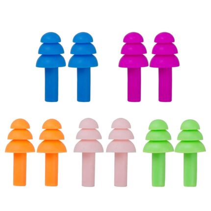 URBANMAC Ear Plugs Soft Silica Gel Noise Reduction for Sleeping/Meditation/Swimming Adult/Child/Reusable for Travel - 5 Pairs - Random Color