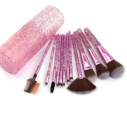 URBANMAC Makeup Brush Set With Storage Barrel - Pack of 12 (Shiny purple)