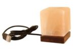 USB Powered LED Mini Himalayan Natural White Crystal Salt Lamp "Cube Shape"