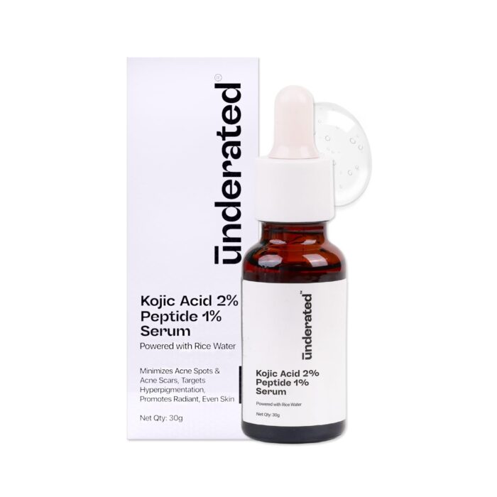 Underated Kojic Acid 2% + Peptide 1% Serum | Brightening & Spot Correction | With Rice Water | Treats Hyperpigmentation & Acne Scars | For All Skin Types | 30g