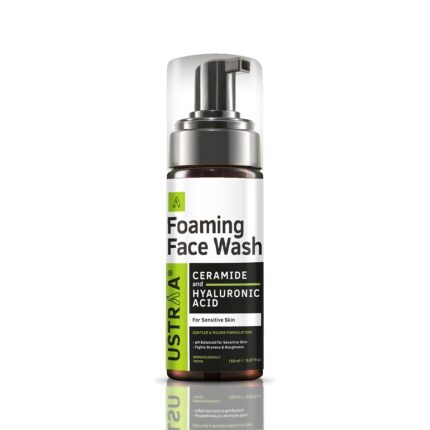 Ustraa Foaming Face Wash - 150ml - with Ceramide & Hyaluronic Acid - For Sensitive Skin | Gentle Formulation | Keeps pH in Balance | Dermatologically Tested | NO SLS, NO PARABEN