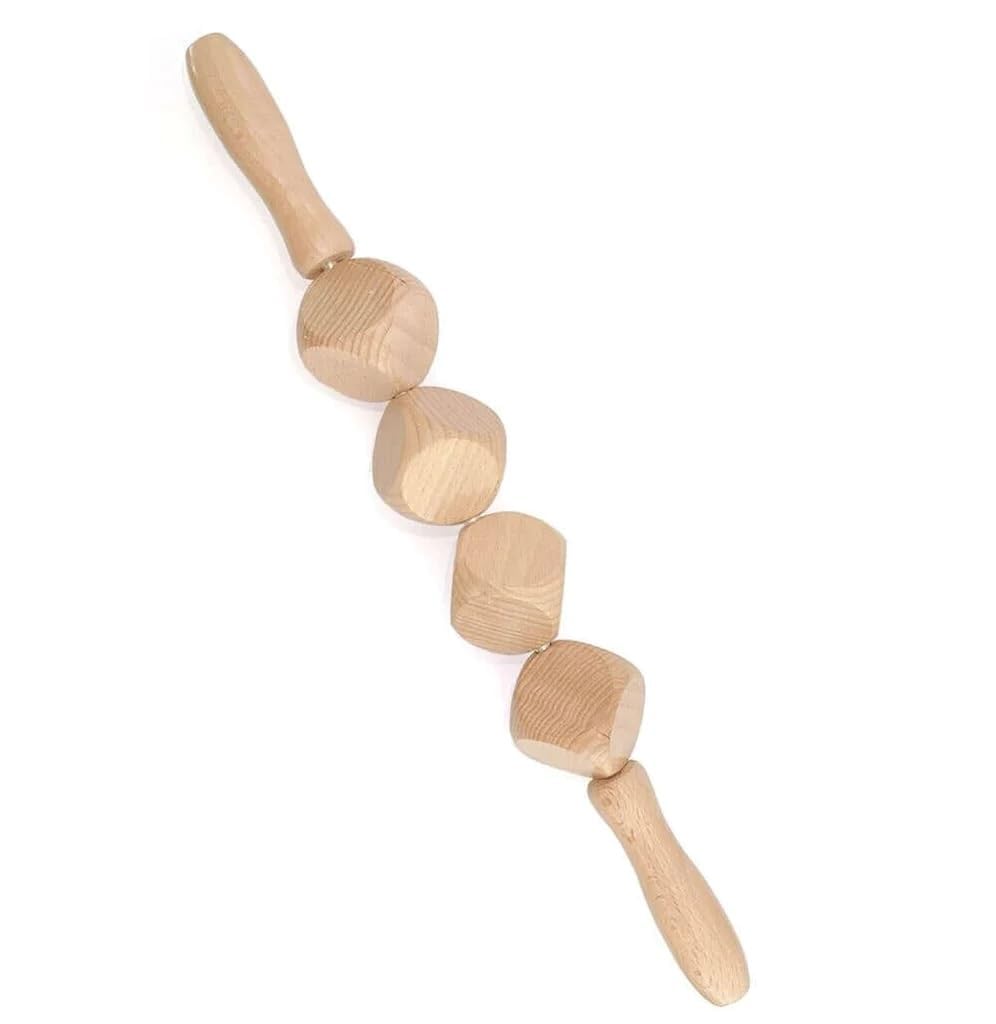 VALAJOGI Gua Sha 4 Ball Body Massager Wooden Stick For Fitness Relax The Muscles OF Shoulders Waist Legs Neck Therapy Massage Tools Multi-functional For Cellulite Reduction Men Women [38x6x6 CM]