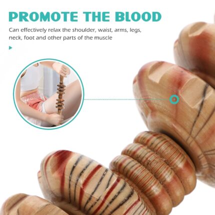 VALAJOGI Gua Sha 7 Wheel Roller Massage Relieve Neck Pain Gym Wooden tool Manual Body Stick Muscle Shaping Back Leg Trigger Point Fascia For Relief Care Tool Muscles Rolling Women Men Care Therapy [36x6x6 CM]