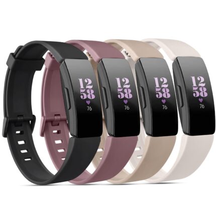 Vancle 4 Pack Bands for Fitbit Inspire 2 Bands/Fitbit Inspire HR for Women Men, Adjustable Soft Silicone Sport Wristband for Fitbit Inspire 2 / Inspire HR/Inspire/Ace 3 / Ace 2