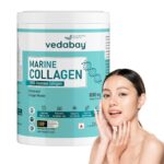 Vedabay Japanese Marine Collagen Supplements for Women and Men, Reduces fine Lines, Wrinkles, and Pigmentation, Support Nails, Gut, and Bone Health, Unflavoured, 200g