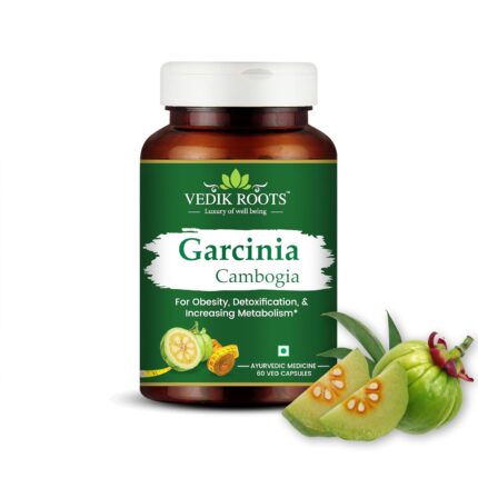 Vedikroots Garcinia Cambogia – Natural Weight Loss & Fat Burner for Belly Fat Control | Supports Appetite Control, Metabolism Boost | Herbal Supplement | 60 Capsules