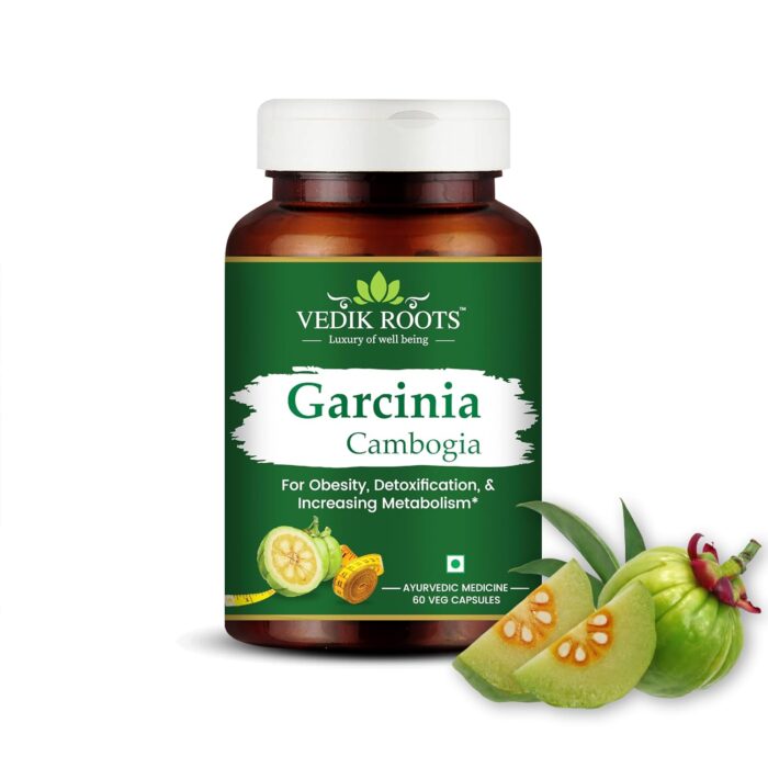 Vedikroots Garcinia Cambogia – Natural Weight Loss & Fat Burner for Belly Fat Control | Supports Appetite Control, Metabolism Boost | Herbal Supplement | 60 Capsules