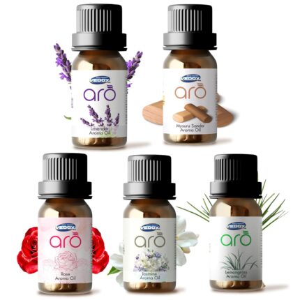 Vedox Aro Aroma Oil 75ml- Lavender/Lemongrass/Jasmine/Sandalwood/Rose (Pack of 5)- Fragrance Oil I Scented Oil I Home Fragrance I Aromatherapy