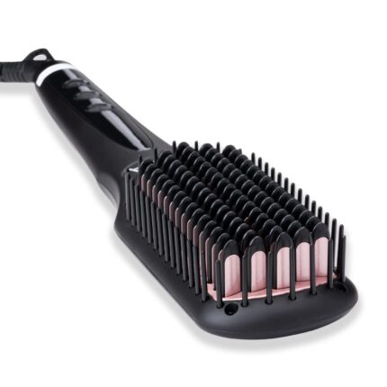 Vega Black Shine Hair Straightener Brush for Women with Ionic & Thermoprotect Technology and 16 Temperature Settings, Protection of Scalp from Heat Damage, Hair Straightening Brush, (VHSB-04)